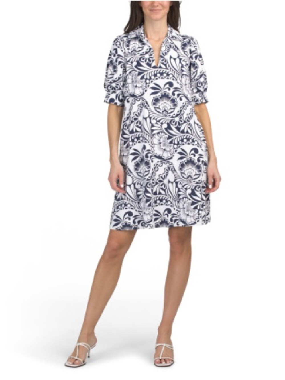 Jude Connally Navy & White Floral Paisley Collared Emerson dress